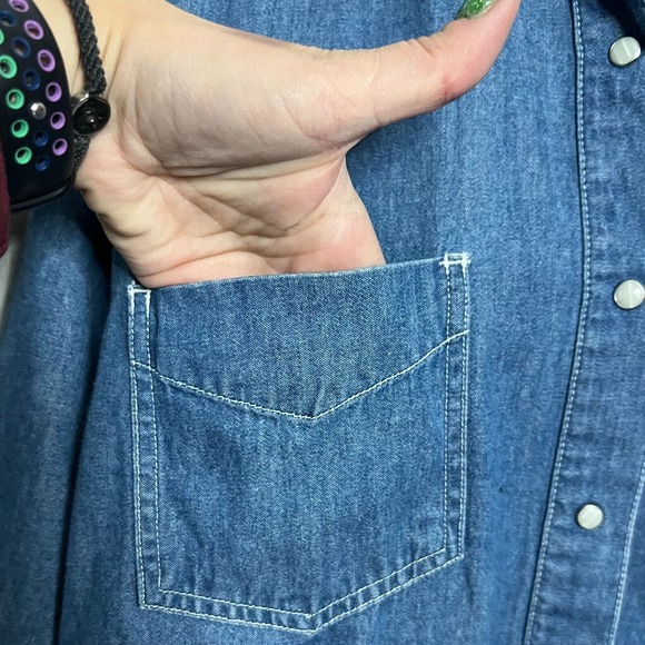 Vintage 90's Pepe Jeans London Women's Embroidered Floral Denim Shirt Size Small - Picture 6 of 12